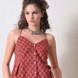 Zenava by Myntra Women Floral Print Cotton Styled Back Top-32