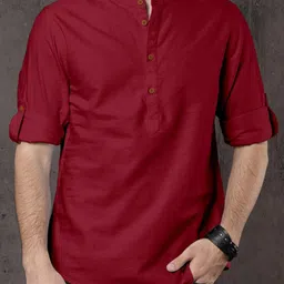 Fifth U Men Maroon Kurta-11