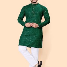 PulseIQ Men Embroidered Sequinned Kurta with Pyjamas-58