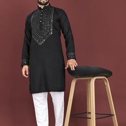 BALAJI CREATION Men Black Kurtas-image-15