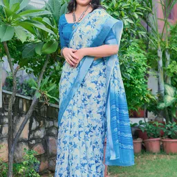 Kalista Floral Printed Zari Pure Cotton Saree-image-85