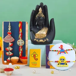 CraftVatika 7-Pcs Rakhi With Showpiece &Tilak With GreetingCard-image-7