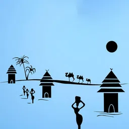 LANSTICK Black Printed Small Village & Tree Wall Sticker-image-1