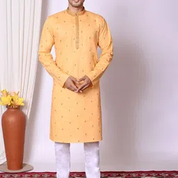 NFC CREATION Floral Embroidered Straight Sequinned Pure Cotton Kurta With Pyjamas-80