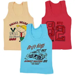 NEW TRINATH HOSIERY Boys Pack Of 3 Printed Cotton Basic Vests KVV-02-image-56