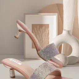 ELLE Women Embellished Ethnic Kitten Sandals-12