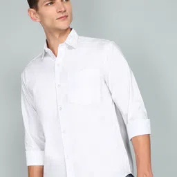 Ethazh Men Spread Collar Solid Cotton Formal Shirt-image-8