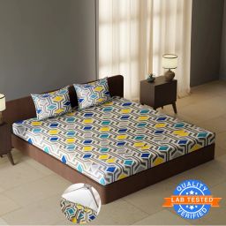 144 TC Polyester Double Geometric Fitted (Elastic) Bedsheet-image-13