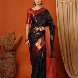 yourwish Woven Design Zari Silk Blend Kanjeevaram Saree-picture-16