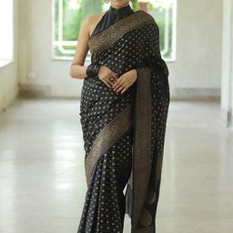 BerMondsey Woven Design Zari Silk Blend Saree-image-38