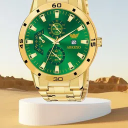Abrexo Men Dial & Stainless Steel Bracelet Style Straps Analogue Watch Abx8404-Green Gold-picture-13