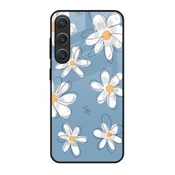 QRIOH Blue Petal Floral Printed Samsung Galaxy S25 5G Lightweight Silicone Glass Back Case-image-18