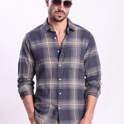 Bene Kleed Men Buffalo Checked Spread Collar Pure Cotton Casual Shirt-picture-18