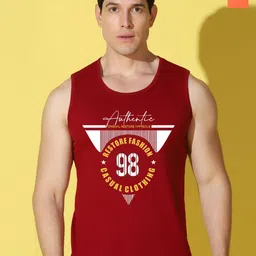 WOOSTRO Pack Of 2 Printed Gym Vests VWS26(98 MAROON)(ENJOY ORANGE)-image-42