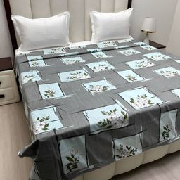 Pure Decor Grey & Blue Printed Pure Cotton King Duvet Cover-picture-30