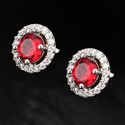 Anouk Rhodium-Plated Artificial Stones Studded Circular Shaped Studs-14