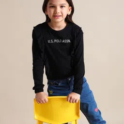 U.S. Polo Assn. Kids Girls Brand Name Embroidered Ruffles Pure Cotton Top-picture-44
