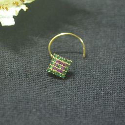 SHREEVARAM Gold-Plated Cubic Zirconia Ring Nosepin-image-80