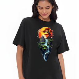 Moda Rapido Women Graphic Printed Round Neck Cotton Oversized T-shirt-picture-10