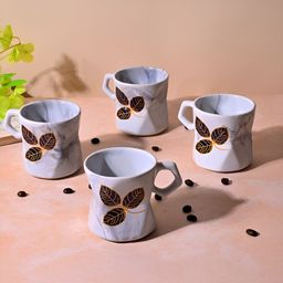Storepedia Off White & Navy Blue Handcrafted Printed Ceramic Glossy Cups Set of Cups and Mugs-12
