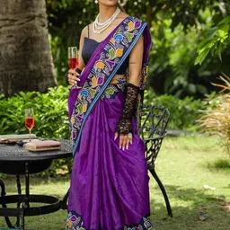 Anouk Rustic Ethnic Motifs Block Print Saree image 4