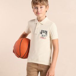 U.S. Polo Assn. Kids Boys Brand Logo Printed Polo Collar Applique T-shirt-picture-47