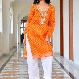 Thread & Button Printed Straight Kurta with Salwar-32