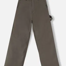 Urbano Juniors Boy's Grey Loose Baggy Fit Solid Carpenter Trouser-13