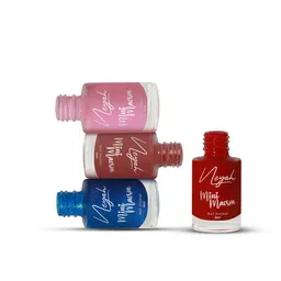 Neyah 4Pcs Mini Macron Nail Polish - 6 ml Each -Yale 152-Merlot 146-Azalea 135-Ferrari 103-57