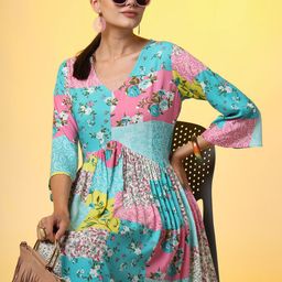 SUFIZA LIFESTYLE Floral Print Fit & Flare Midi Dress-image-46