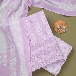 Koskii Floral Printed Thread Work Unstitched Dress Material-image-114