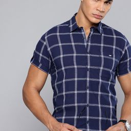 Mufti Pure Cotton Tartan Checks Roll-Up Sleeves Slim Fit Casual Shirt-picture-17