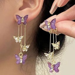 SZN Artificial Stones Studded Contemporary Korean Drop Earrings-0
