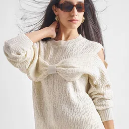 ESPYR By Tokyo Talkies Women Self Design Cable Knit Pullover-picture-0