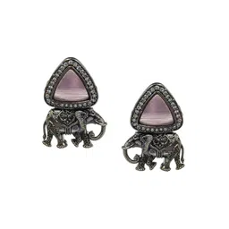 BLACKBOX Stone-Studded Elephant Triangular-Shaped Studs Earrings image 5