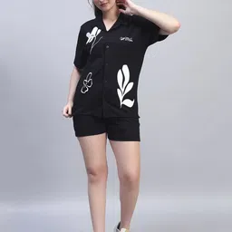 GRIFFEL Printed Pure Cotton Collar Neck Shirt With Shorts Co-Ords-image-18