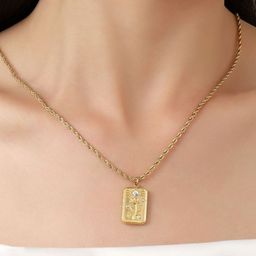 SALTY Stainless Steel & Floral Charm Pendant with Chain-image-77