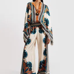 Routes by All About You Printed Mandarin Collar Shirt WithPalazzos Co-Ords-image-52