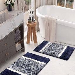LUXEHOME INTERNATIONAL Columbia Blue 2 Pieces Textured Anti Skid Bath Rugs-image-38