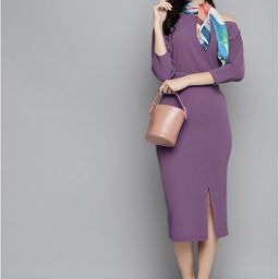 WATAY Women Boat Neck Extended Sleeves Slits Bodycon Midi Dress-picture-49