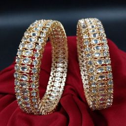 Anouk Set Of 2 Gold-Plated Kundan-Studded Designer Wedding Bangles-image-56