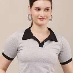 Raabta Fashion Women Shirt Collar Crop Top-image-53