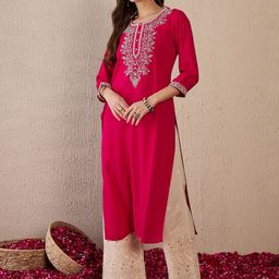 Indo Era Women Floral Embroidered Thread Work Kurta-picture-46