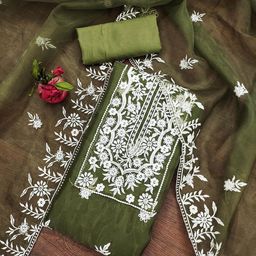 MANVAA Embellished Organza Unstitched Dress Material-picture-38