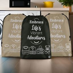 Aura Brown & Black 3 Pieces Printed Water Resistant Laundry Bags-52