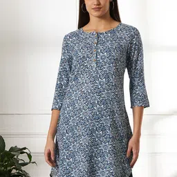 Anouk Rustic Geometric Printed Round Neck Three-Quarter Sleeves Regular Straight Kurta-20