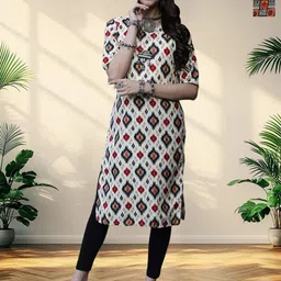 HERE&NOW Selection Of 2 Geometric Printed Round Neck Straight Kurtas-image-86