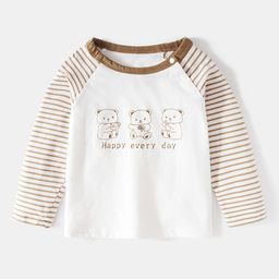 LULU & SKY Unisex Typography Striped Round Neck Raglan Sleeves Pure Cotton T-shirt-image-27