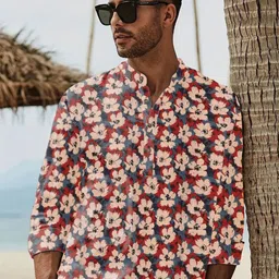 Anouk Men Floral Checked Sequinned Anarkali Kurta-picture-4