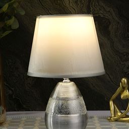 TAYHAA Silver-Toned Textured Ceramic Contemporary Frusturical Shaped Table Lamp-14